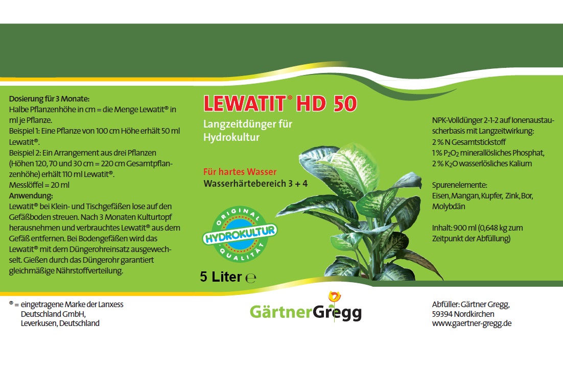 Lewatit®HD50, 5 ltr. Eimer Langzeit Dünger für Hydropflanzen