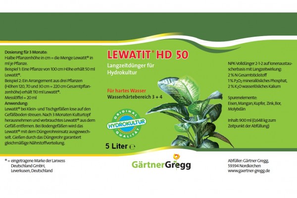 Lewatit®HD50, 5 ltr. Eimer Langzeit Dünger für Hydropflanzen